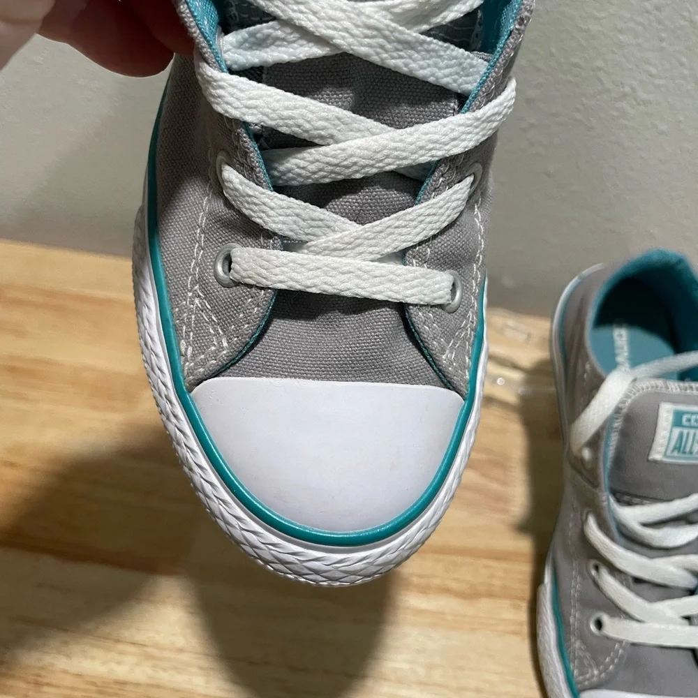 Converse “Chuck Taylor” Kids Gray and Teal Sneakers - Size 2 - EUC
